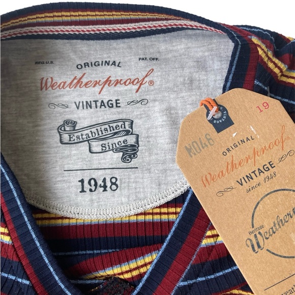 Weatherproof Vintage Striped Ribbed Henley Pullover Men's Large Cotton Blend NWT - Picture 3 of 3